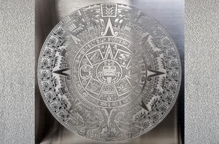 Mayan calendar engraved deep on stainless steel